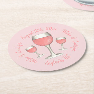 Dessous-de-verre Rond En Papier Rose Blush Rose Vin Rosé Toute la Journée Enterrem