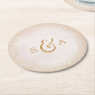 Dessous-de-verre Rond En Papier Rose d'or mariage de parties scintillant de glam b