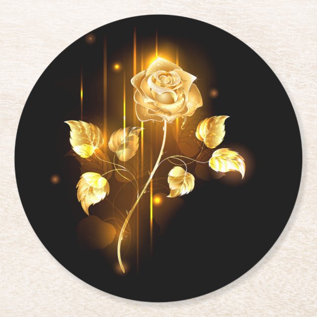 Dessous-de-verre Rond En Papier Rose d'or ( rose d'or ) (Devant)