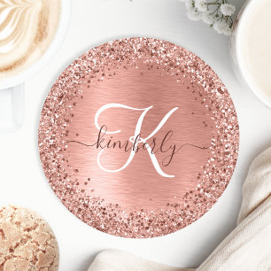 Dessous-de-verre Rond En Papier Rose Gold brossé Parties scintillant métallique No