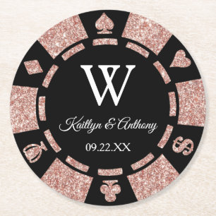 Dessous-de-verre Rond En Papier Rose Gold Parties scintillant Poker Chip Casino Ma