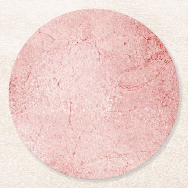 Dessous-de-verre Rond En Papier Rose Gold Shimmer Metallic Wedding Réception (Devant)