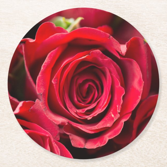 Dessous-de-verre Rond En Papier Roses rouges (Devant)