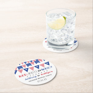 Dessous-de-verre Rond En Papier Rouge, Blanc & Qui ? 4 juillet Parti de la révélat