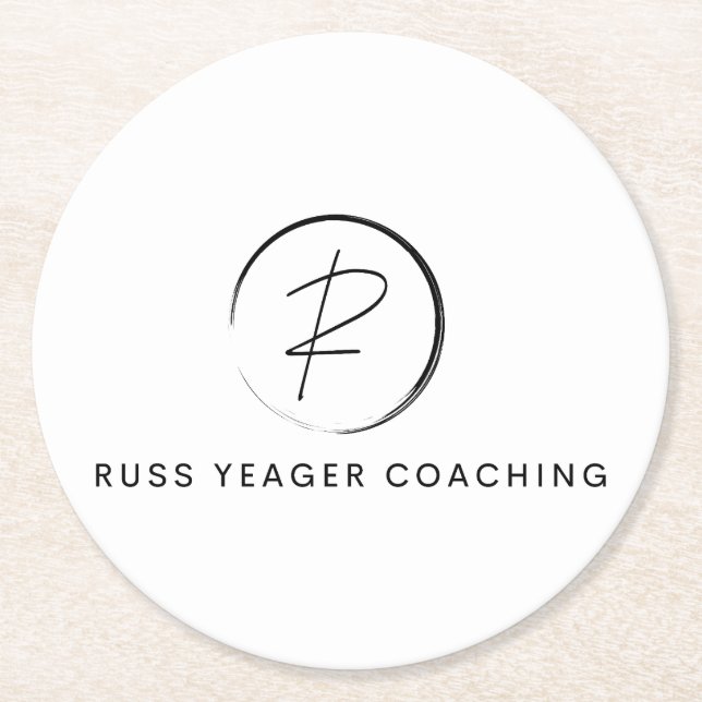 Dessous-de-verre Rond En Papier Russ Yeager Coaching Signature Logo (Devant)