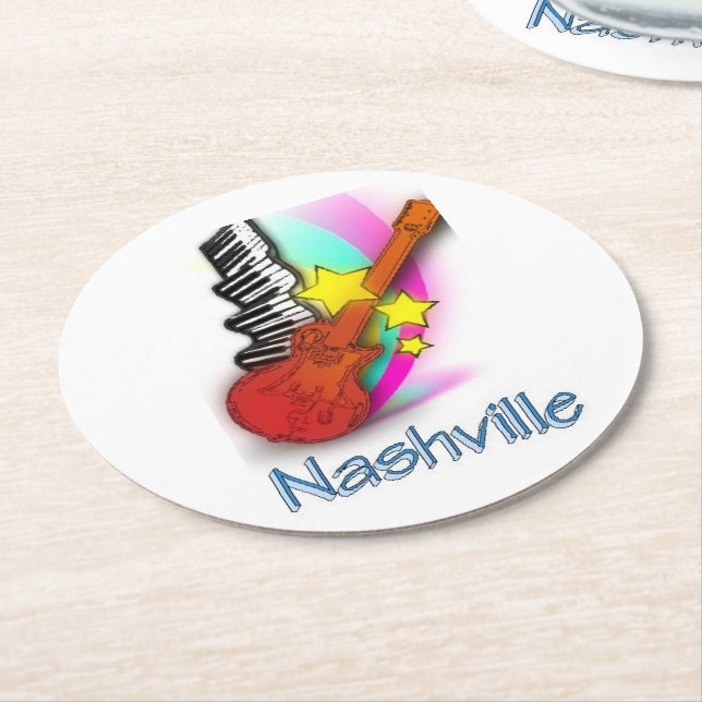 Dessous-de-verre Rond En Papier Rythme de Nashville (Incliné)