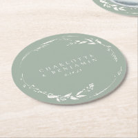 Sage Green Floral Wreath Monogramme personnalisé