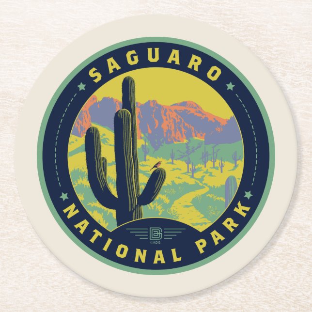 Dessous-de-verre Rond En Papier Saguaro National Park (Devant)