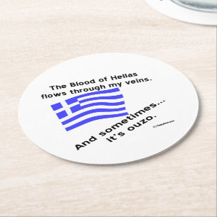 Dessous-de-verre Rond En Papier Sang de Hellas dans les veines parfois Ouzo