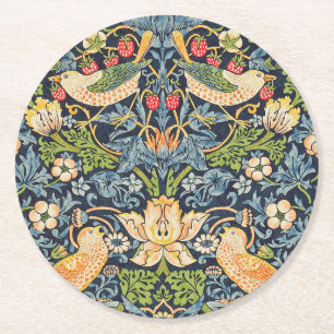 Dessous-de-verre Rond En Papier Schéma floral William Morris Strawberry Thief