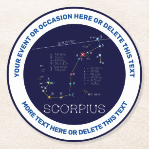 Dessous-de-verre Rond En Papier Scorpie Constellation Zodiaque
