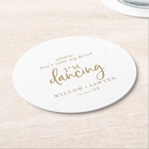 Dessous-de-verre Rond En Papier Script d'or rustique Ne prenez pas mon verre Je da