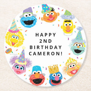 Dessous-de-verre Rond En Papier Sesame Street Pals Confetti Anniversaire