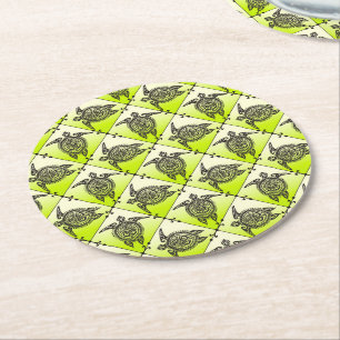 Dessous-de-verre Rond En Papier Shamanic Tortues de mer Motif - vert