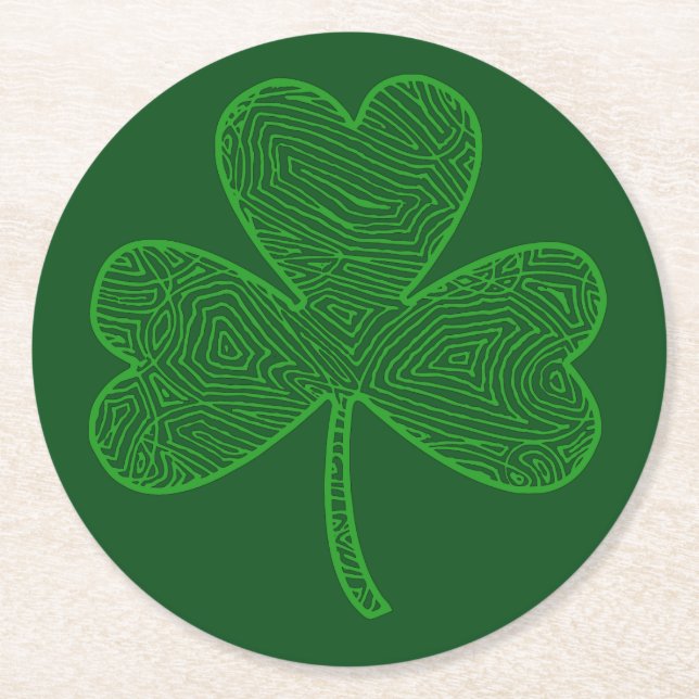 Dessous-de-verre Rond En Papier Shamrock (Devant)