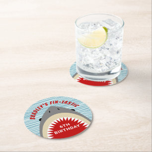 Dessous-de-verre Rond En Papier Shark Bite N'importe quel âge fête d'anniversaire