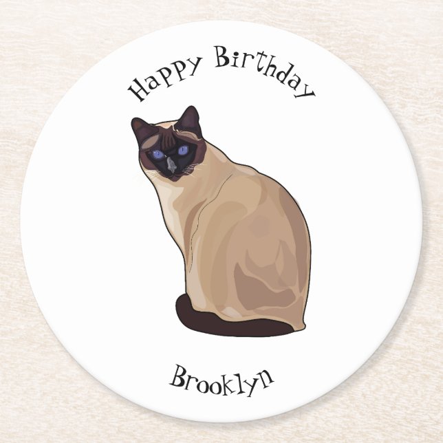 Dessous-de-verre Rond En Papier Siamese cat cartoon (Devant)