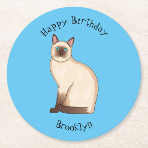 Dessous-de-verre Rond En Papier Siamese cat cartoon