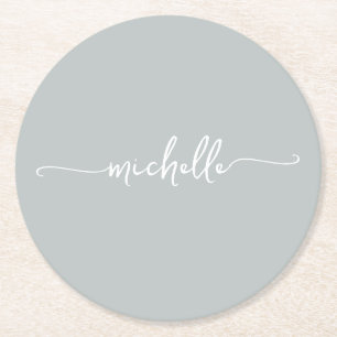Dessous-de-verre Rond En Papier Signature en écriture cursive avec monogramme et c