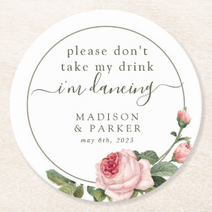 Dessous-de-verre Rond En Papier S'il vous plaît ne prenez pas mon verre   Rose Vin
