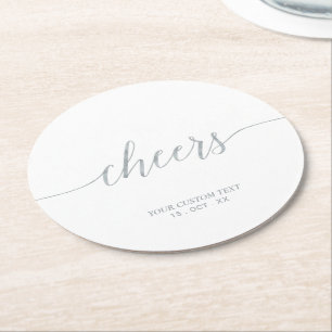 Dessous-de-verre Rond En Papier Silver Modern Letters Cheers Party Event Round P