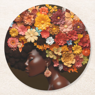 Dessous-de-verre Rond En Papier Sista Black Queen Melanin Femme Black Girl Magie