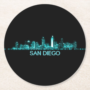 Dessous-de-verre Rond En Papier Skyline de San Diego