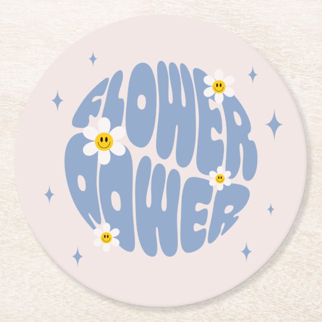 Dessous-de-verre Rond En Papier Slogan d'alimentation des fleurs (Devant)