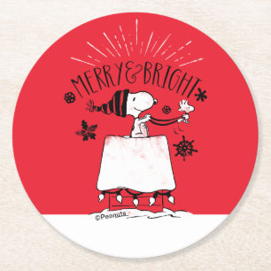 Dessous-de-verre Rond En Papier Snoopy et Woodstock - Joyeux et lumineux