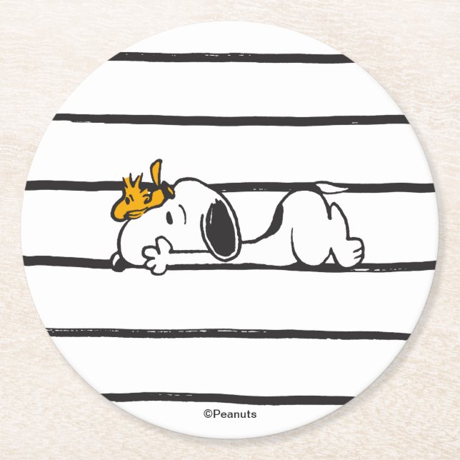 Dessous-de-verre Rond En Papier Snoopy & Woodstock | Smile Giggle Laugh (Devant)