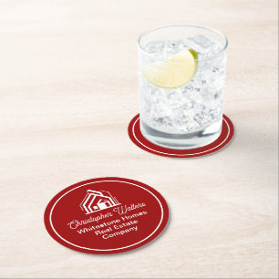Dessous-de-verre Rond En Papier Société immobilière rouge Fête de courtier personn