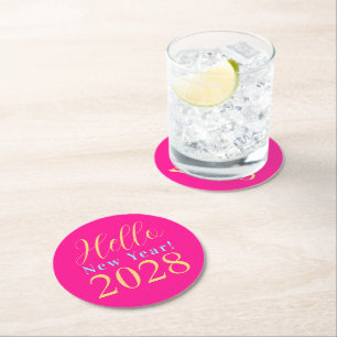 Dessous-de-verre Rond En Papier Soirée de la Saint Sylvestre Hot rose