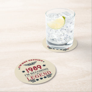 Dessous-de-verre Rond En Papier Soirée personnalisée vintage de 35 ans