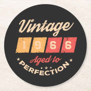Dessous-de-verre Rond En Papier Soixantième anniversaire personnalisé vintage 60 a