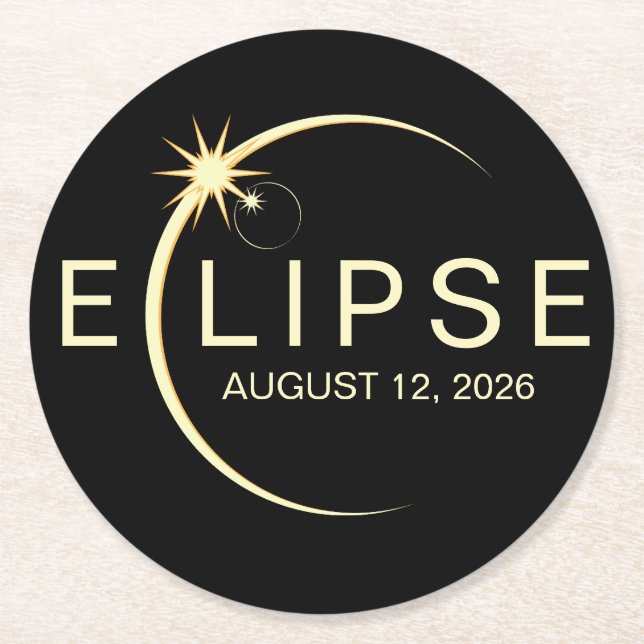 Dessous-de-verre Rond En Papier Solar Eclipse Astronomy Event 2026 (Devant)