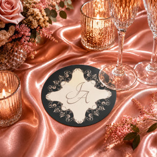 Dessous-de-verre Rond En Papier Sous-bouclier de mariage baroque en papier de luxe