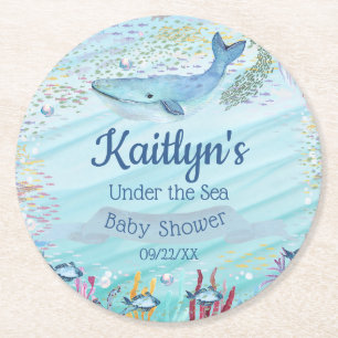 Dessous-de-verre Rond En Papier Sous la mer   Baby shower à thème océanique
