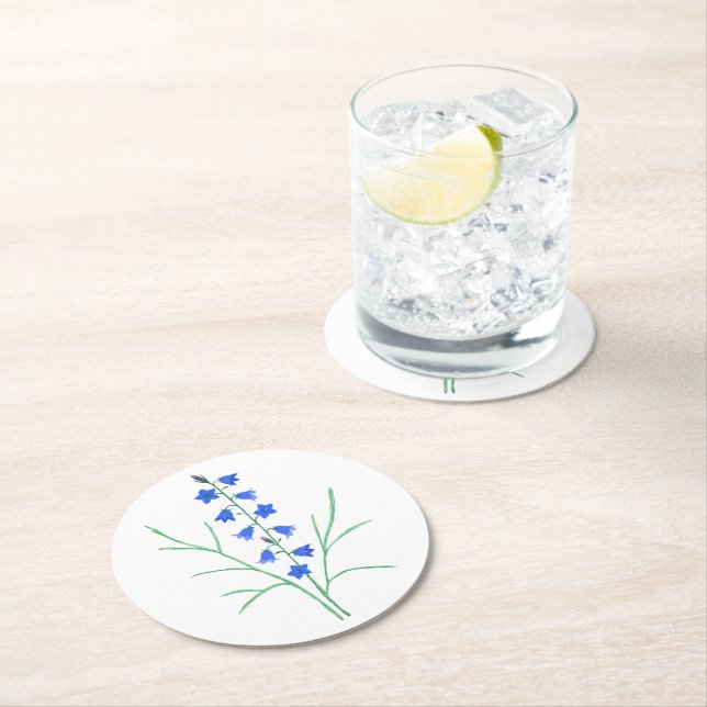 Dessous-de-verre Rond En Papier Sous-tasse rond blanc aux jacinthes (En situation)