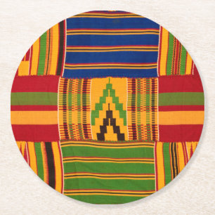 Dessous-de-verre Rond En Papier Sous-verres en papier à motif Kente