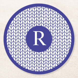 Dessous-de-verre Rond En Papier Sous-verres en papier ronds BLEU LINE KNIT + Initi