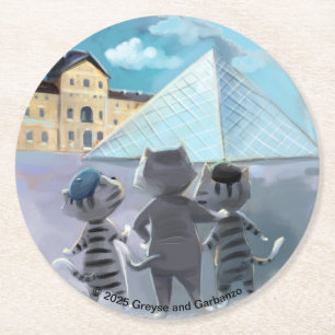Dessous-de-verre Rond En Papier Sous-verres en papier ronds Louvre Chats Paris (lo
