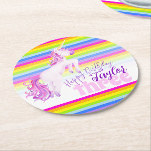 Dessous-de-verre Rond En Papier Sous-verres pour fête d'anniversaire licorne arc-e
