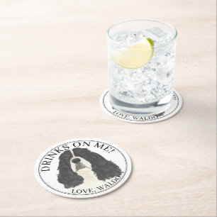 Dessous-de-verre Rond En Papier Spaniel Springer noir blanc