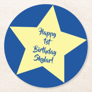Dessous-de-verre Rond En Papier Star Cute Kid's Birthday Party Space