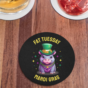 Dessous-de-verre Rond En Papier Sticker en gros Mardi Gras Mardi Hippo