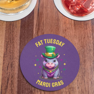 Dessous-de-verre Rond En Papier Sticker en gros Mardi Gras Mardi Hippo