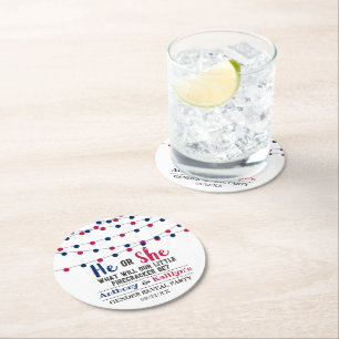 Dessous-de-verre Rond En Papier String Lights 4 juillet Gender Revevela Party