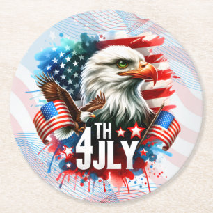 Dessous-de-verre Rond En Papier Sublimation d'aigle patriotique américain-61905