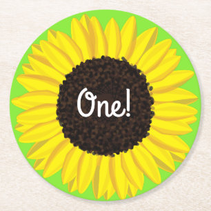 Dessous-de-verre Rond En Papier Sunflower Cute 1er anniversaire Dessous de verre d