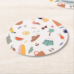 Dessous-de-verre Rond En Papier Sunny Beach Fun Motif